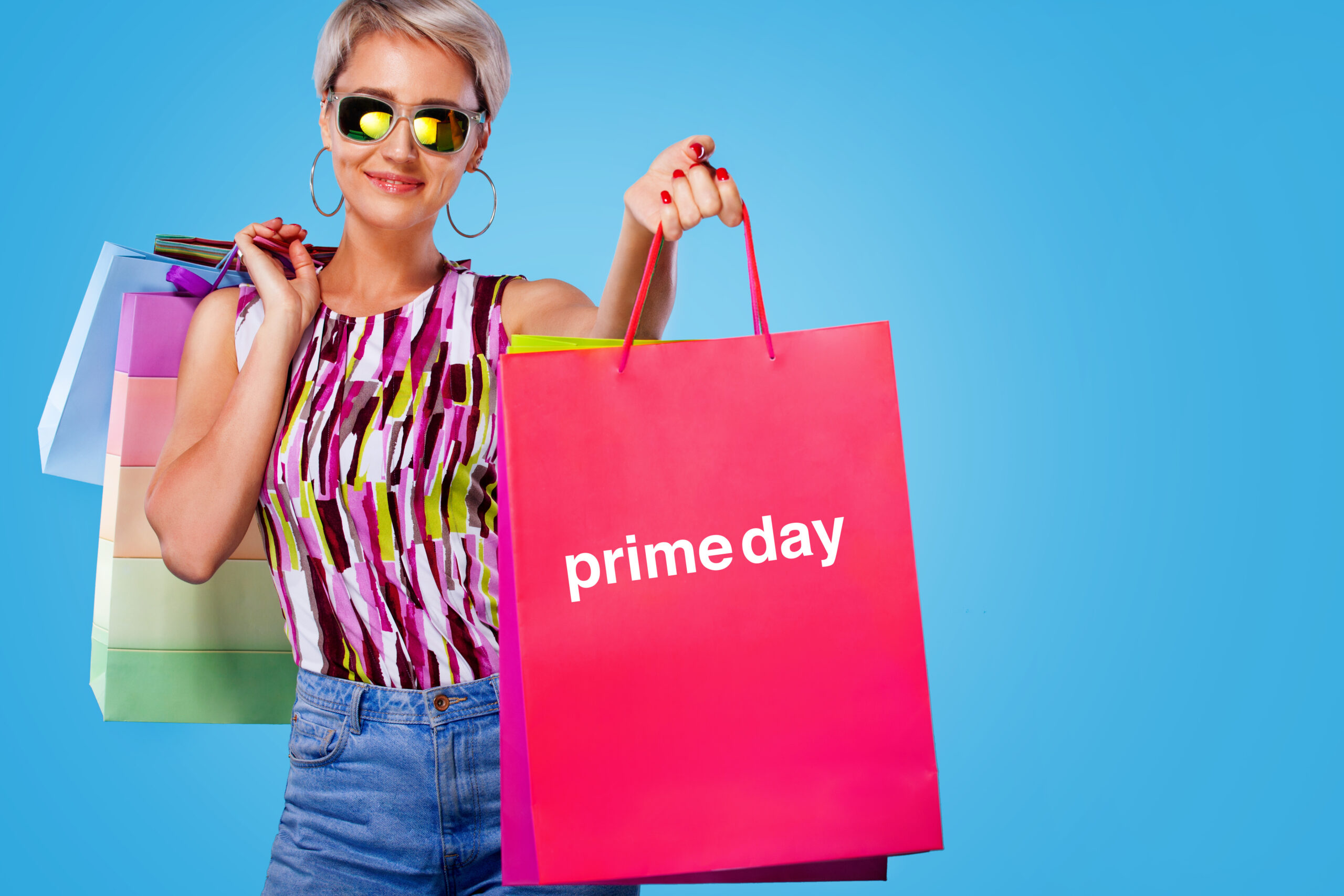 woman holding shopping bags prime day