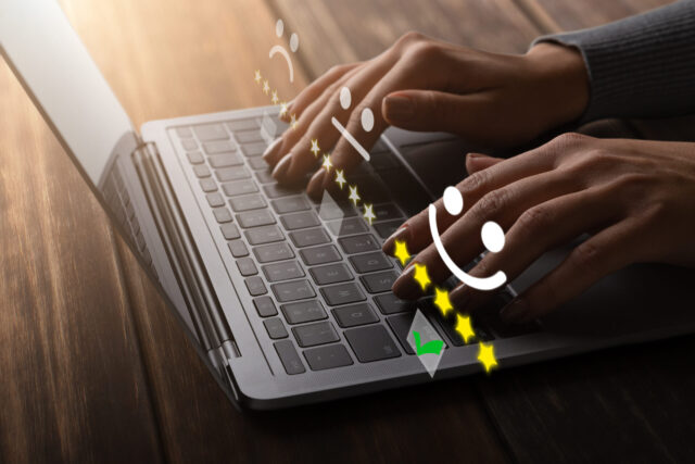 person typing on keyboard reviews