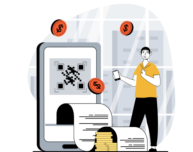 graphic of a person standing next to a smart device