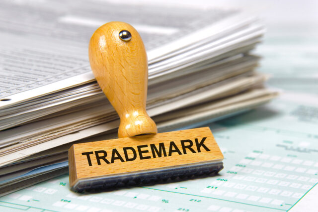 trademark printed on rubber stamp